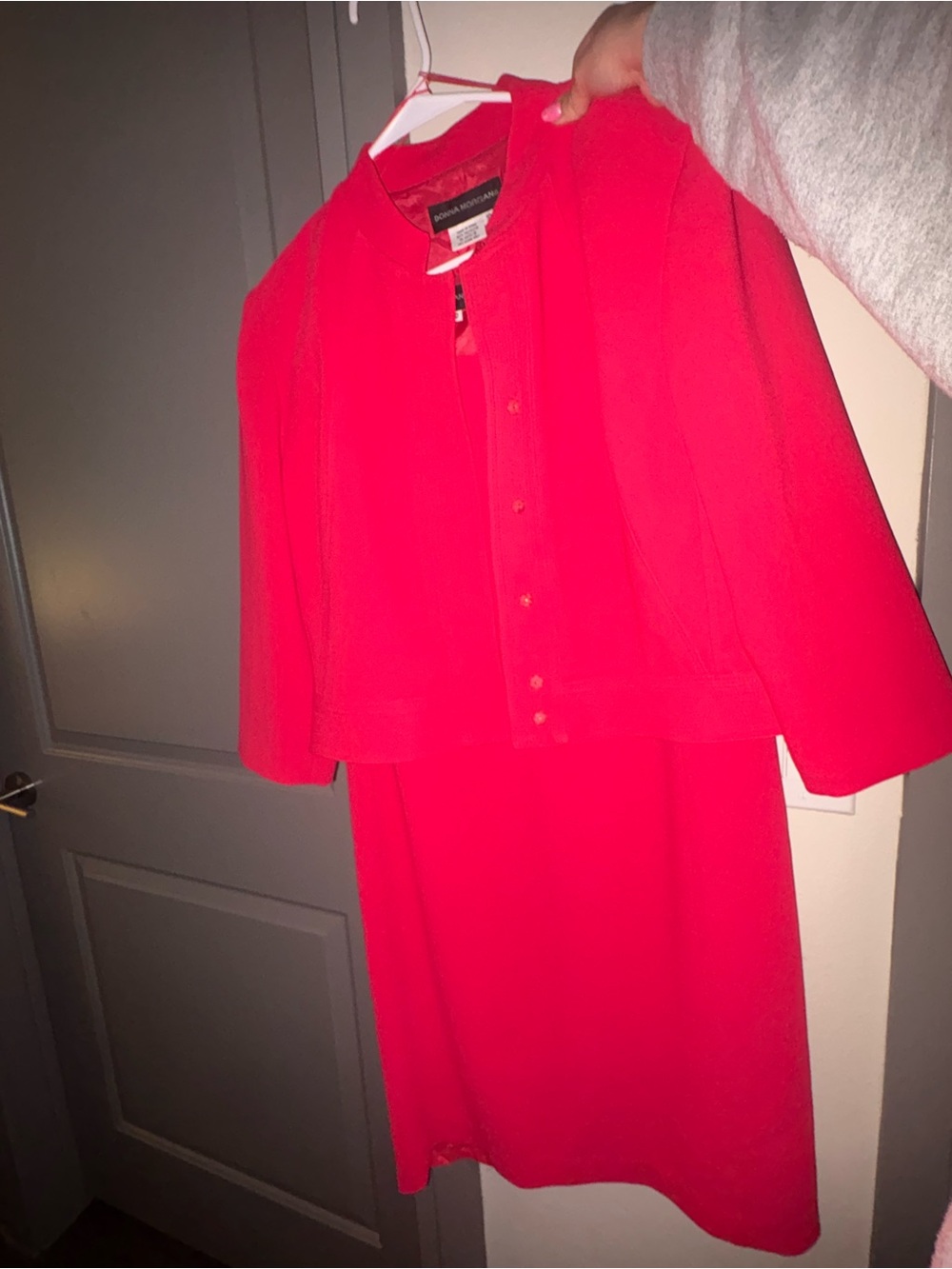 Classic Women's Coral Pink Dress and Jacket Set
